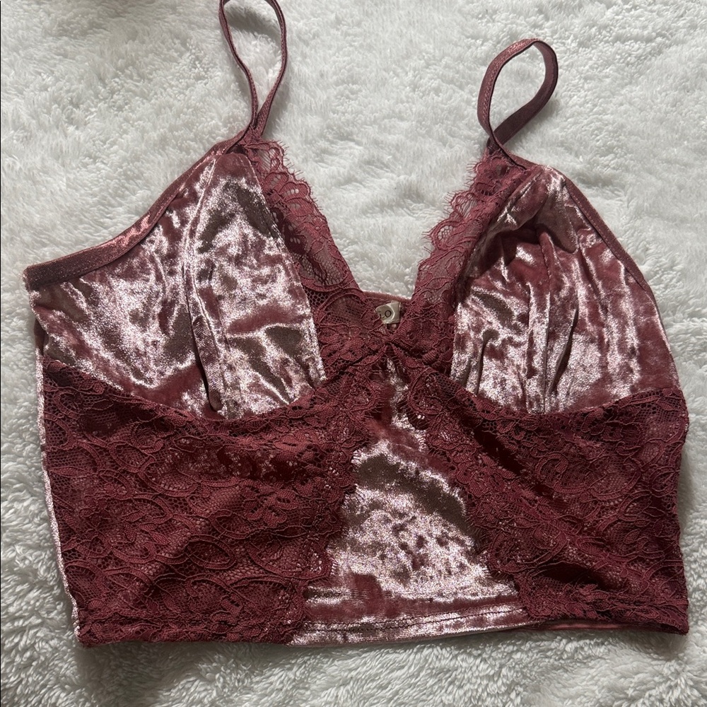 Velvet Lace Bralette in Dusty Rose-Bozzolo